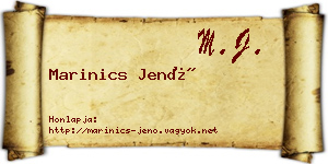 Marinics Jenő névjegykártya