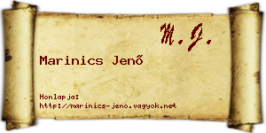 Marinics Jenő névjegykártya